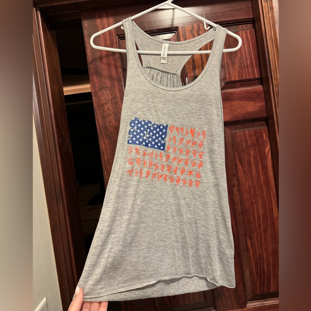Women’s racerback USA 4th of July Lineman tank
